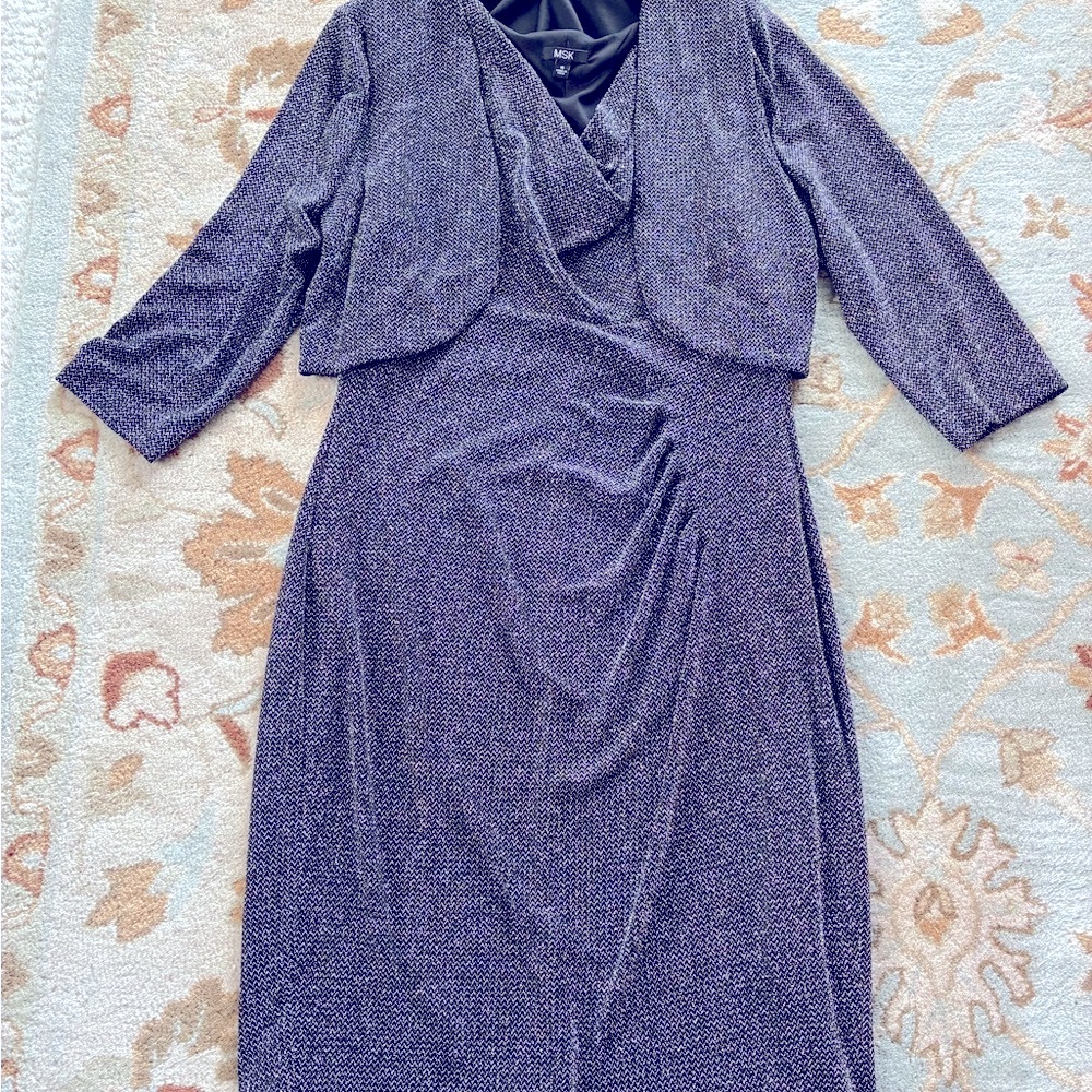 MSK Shimmering Black/silver Dress with Jacket